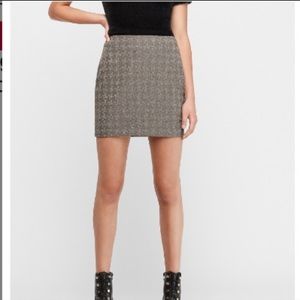 High-waisted marled houndstooth mini skirt